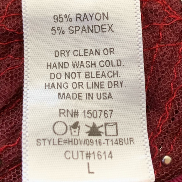 Harley Davidson Women’s Embellished Cabernet Lace Detail Shirt Size Large - Picture 4 of 7